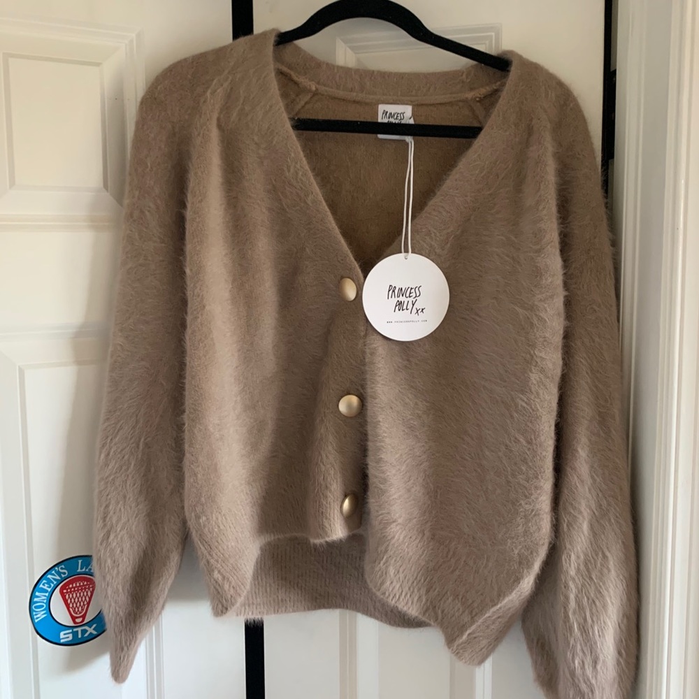 NEW WITH TAGS - Brown fuzzy cardigan